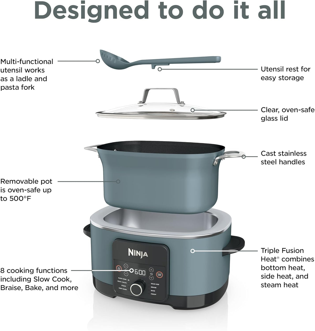 Olla Multicooker 14 en 1 de 8,5 Qt con Triple Calor