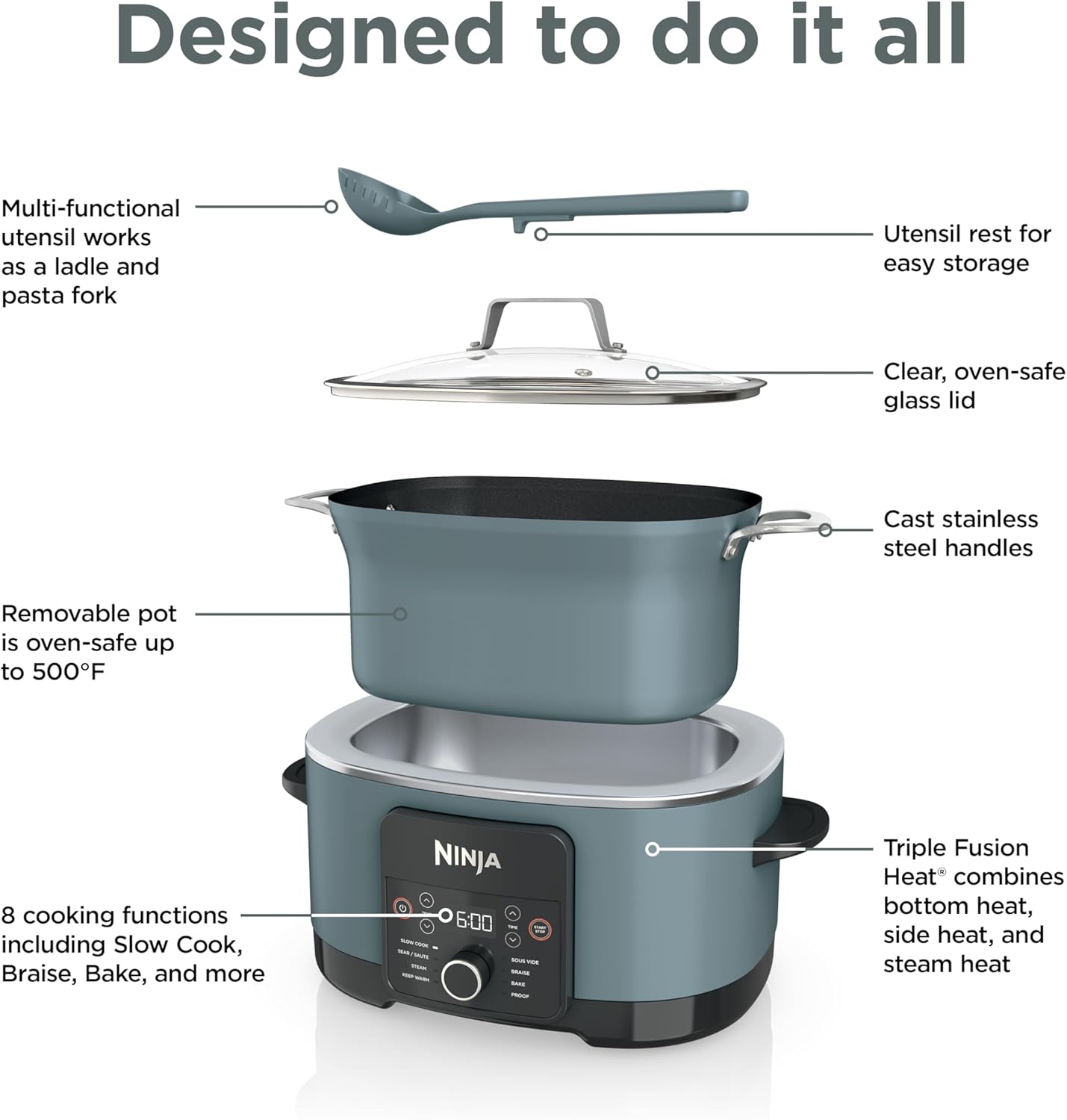 Olla Multicooker 14 en 1 de 8,5 Qt con Triple Calor